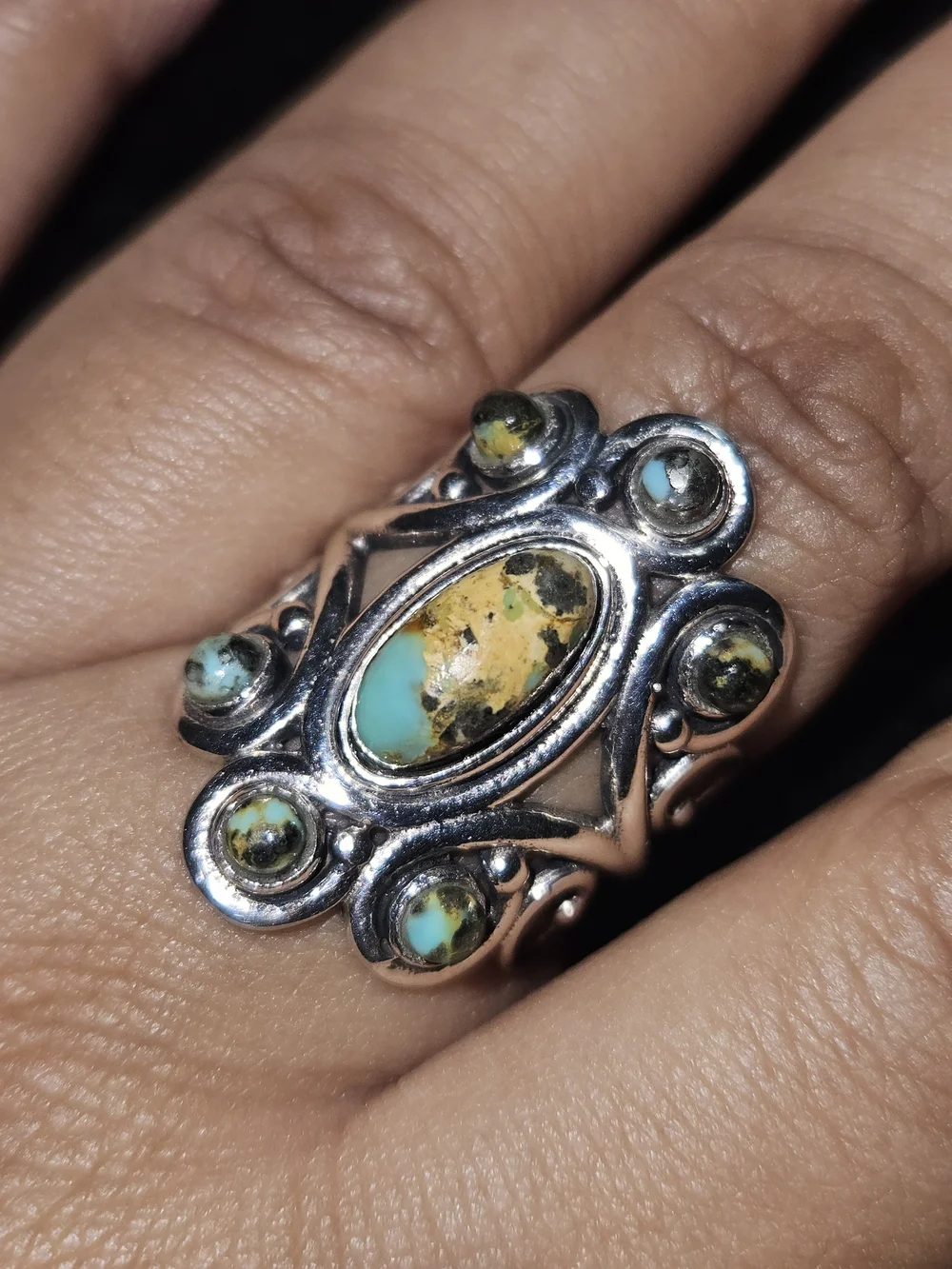 925S Turquoise Mosaic Ring - Women Jewelry